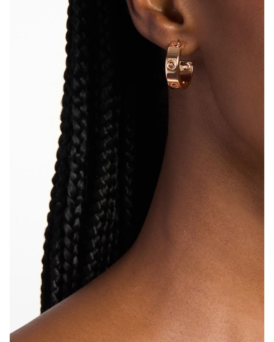 Michael Kors Pink Logo Huggie Earrings