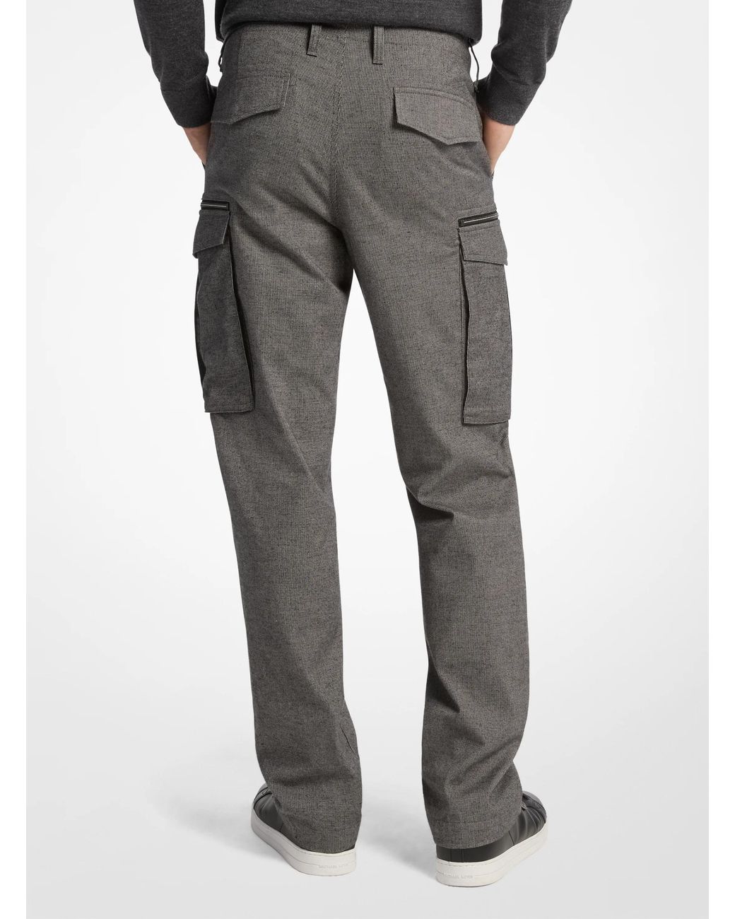 Michael Kors Gray Mk Houndstooth Cotton Zip Cargo Trousers for men