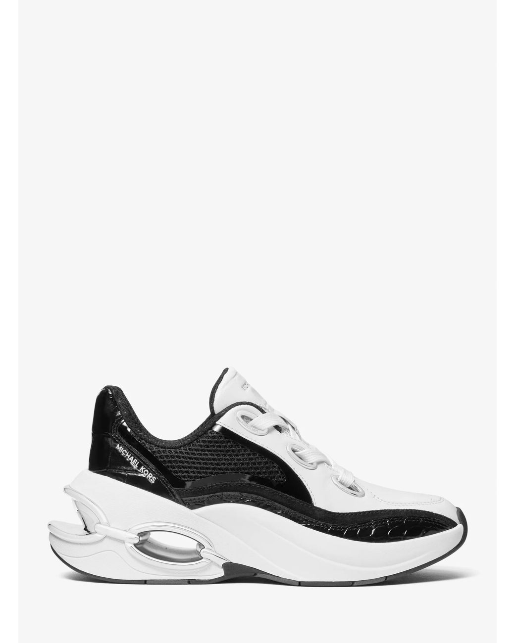 Michael Kors White Mk Toni Mixed-Media Trainer