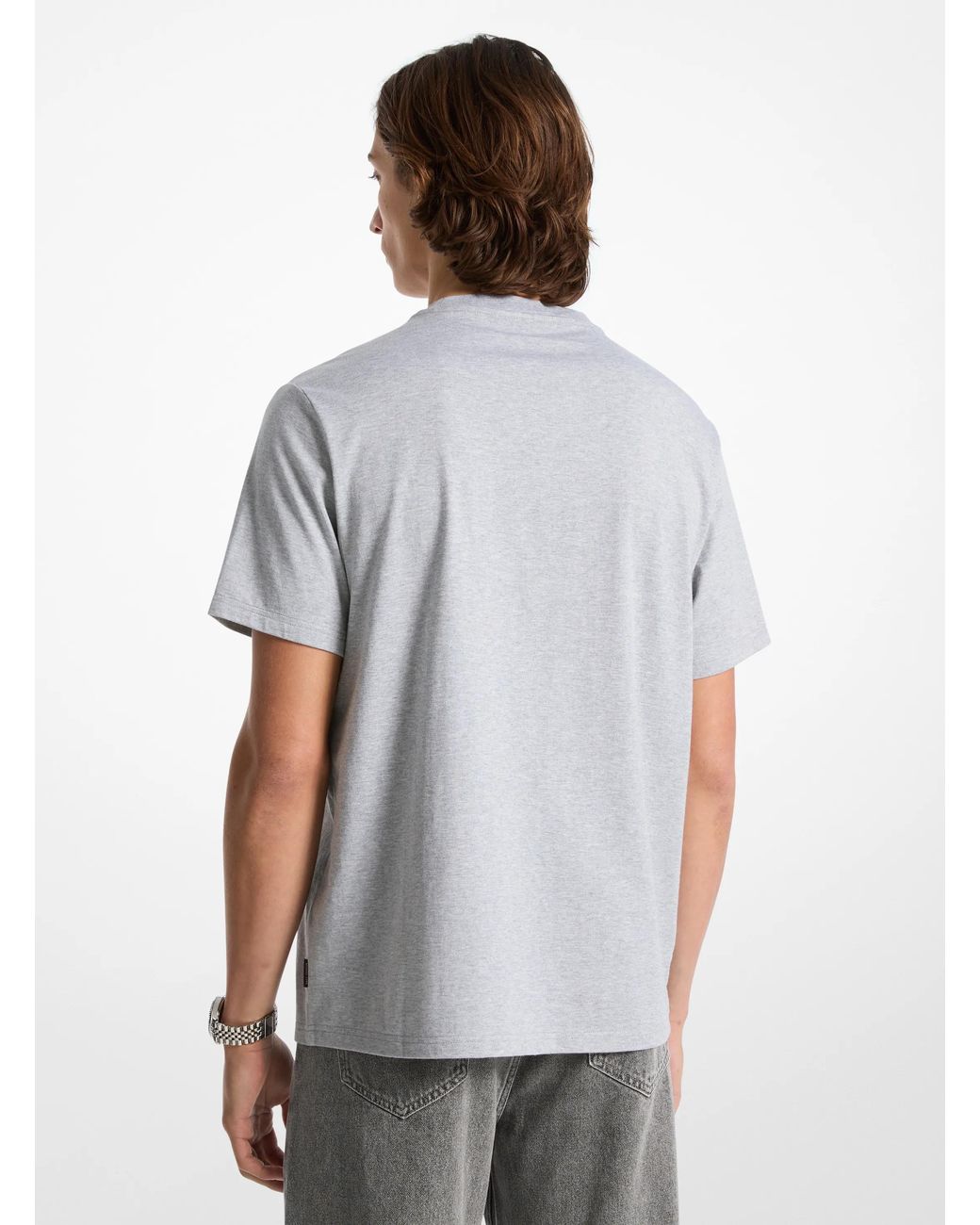 Michael Kors White Mk Logo Embossed Cotton T-Shirt for men