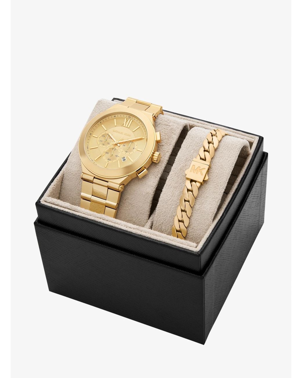 Michael Kors Metallic Oversized Billie-Tone Watch And Bracelet Gift Set