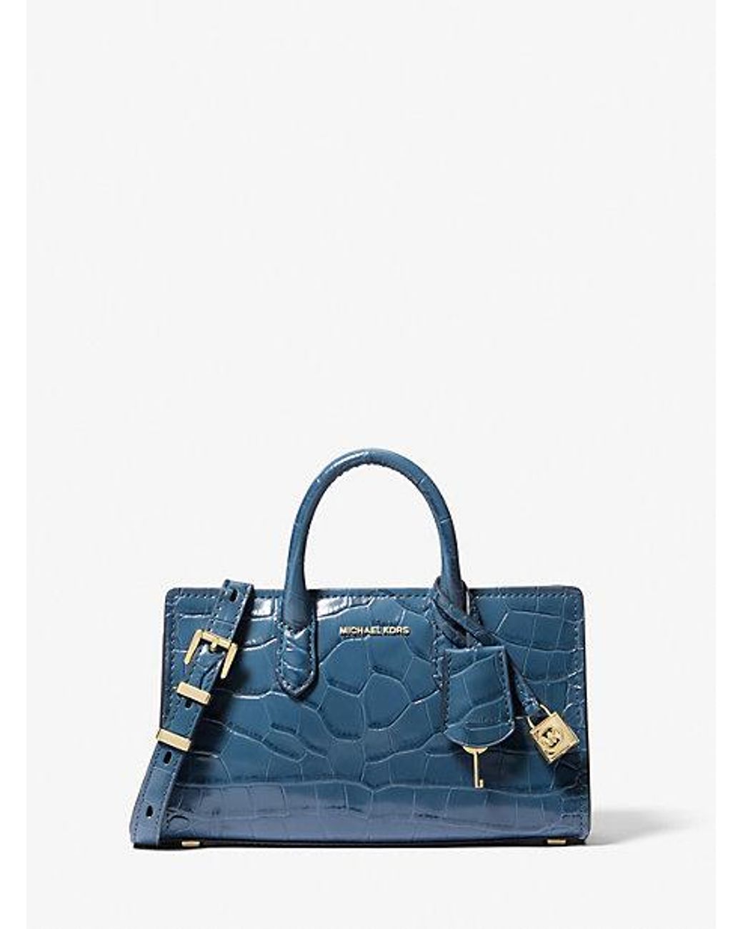 Michael Kors Scarlett Extra small Crocodile Embossed Leather Crossbody Bag in Blue Lyst
