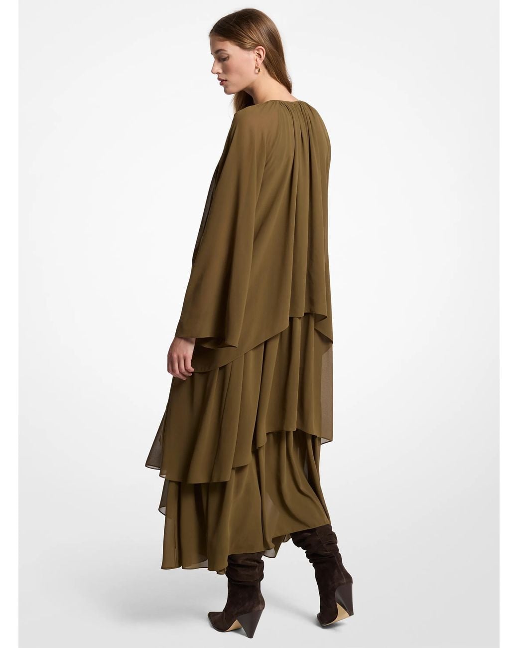 MICHAEL Michael Kors Natural Michael Kors Ruffled Georgette High-Low Maxi Dress