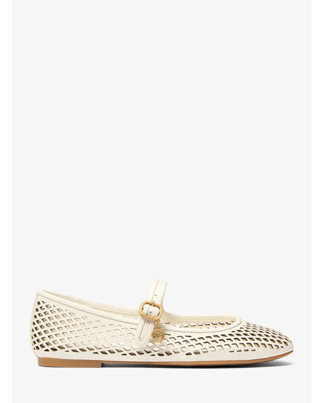 MICHAEL Michael Kors White Mk Nellie Flex Laser-Cut Leather Flat