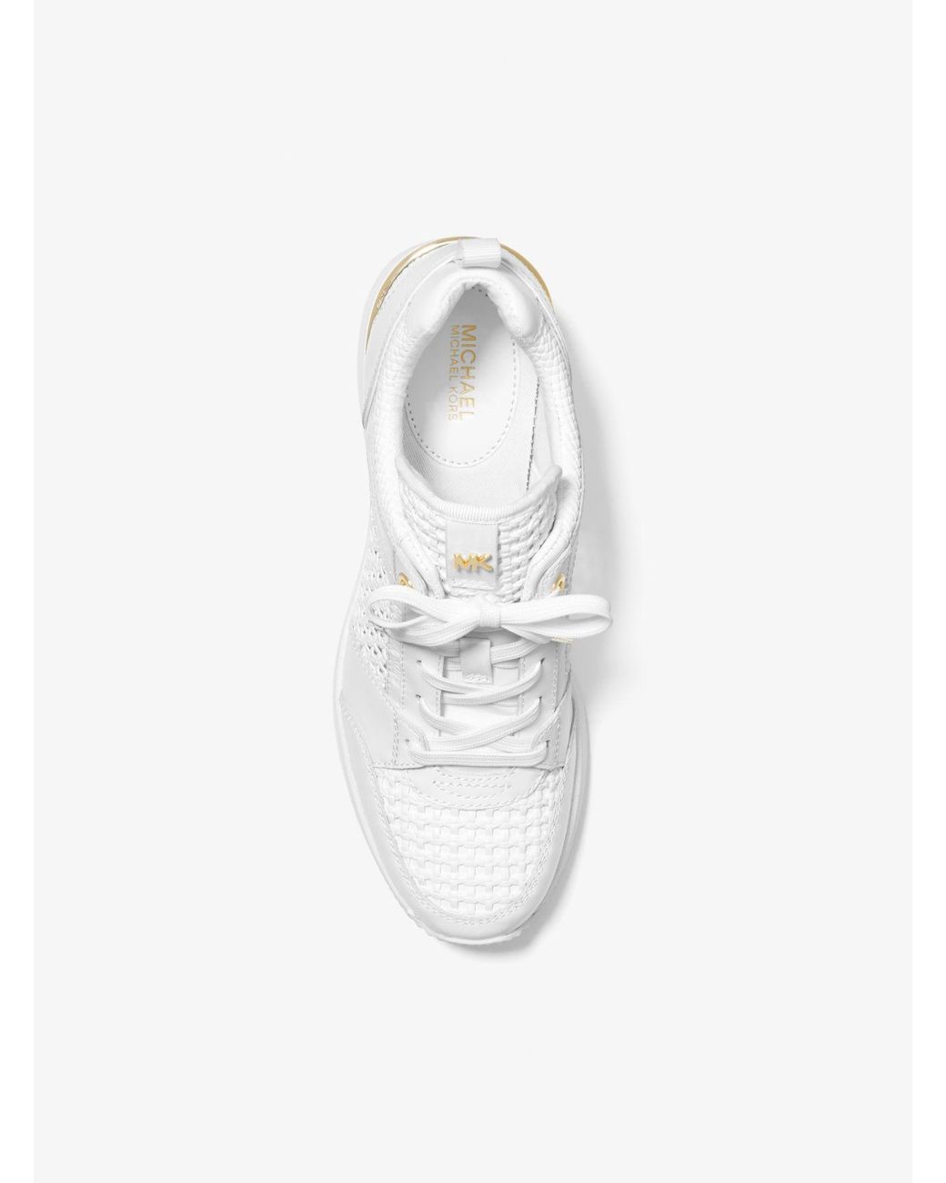Michael Kors Georgie Woven Leather Trainer in White | Lyst