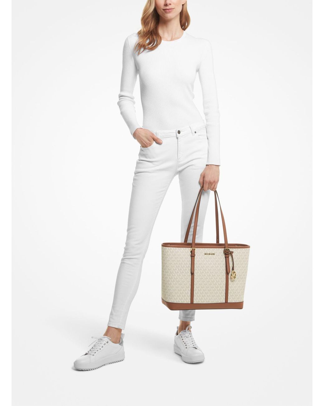 MICHAEL Michael Kors Jet Set Travel Large Logo Tote Bag in Natural Lyst UK