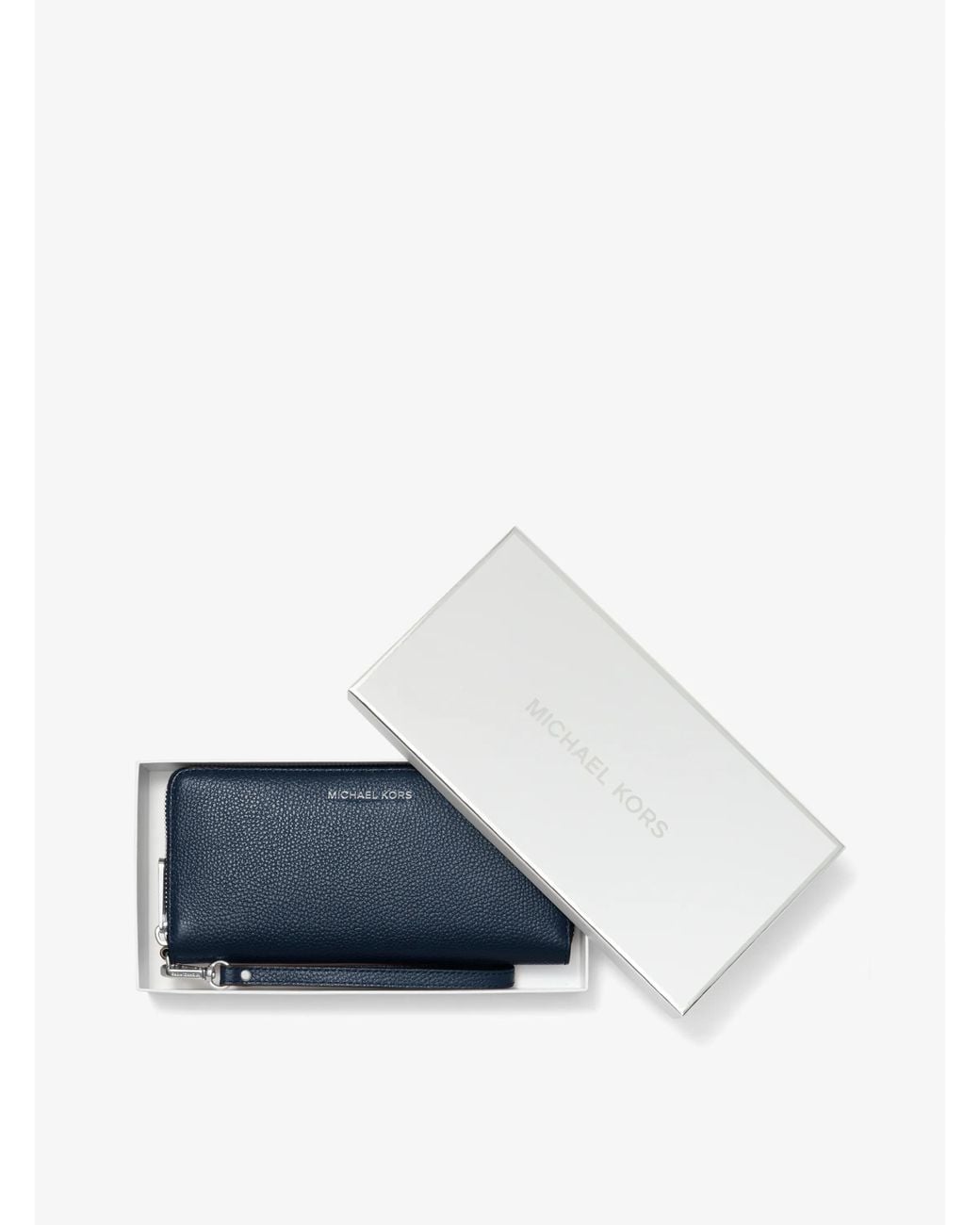 MICHAEL Michael Kors Blue Pebbled Leather Continental Wristlet