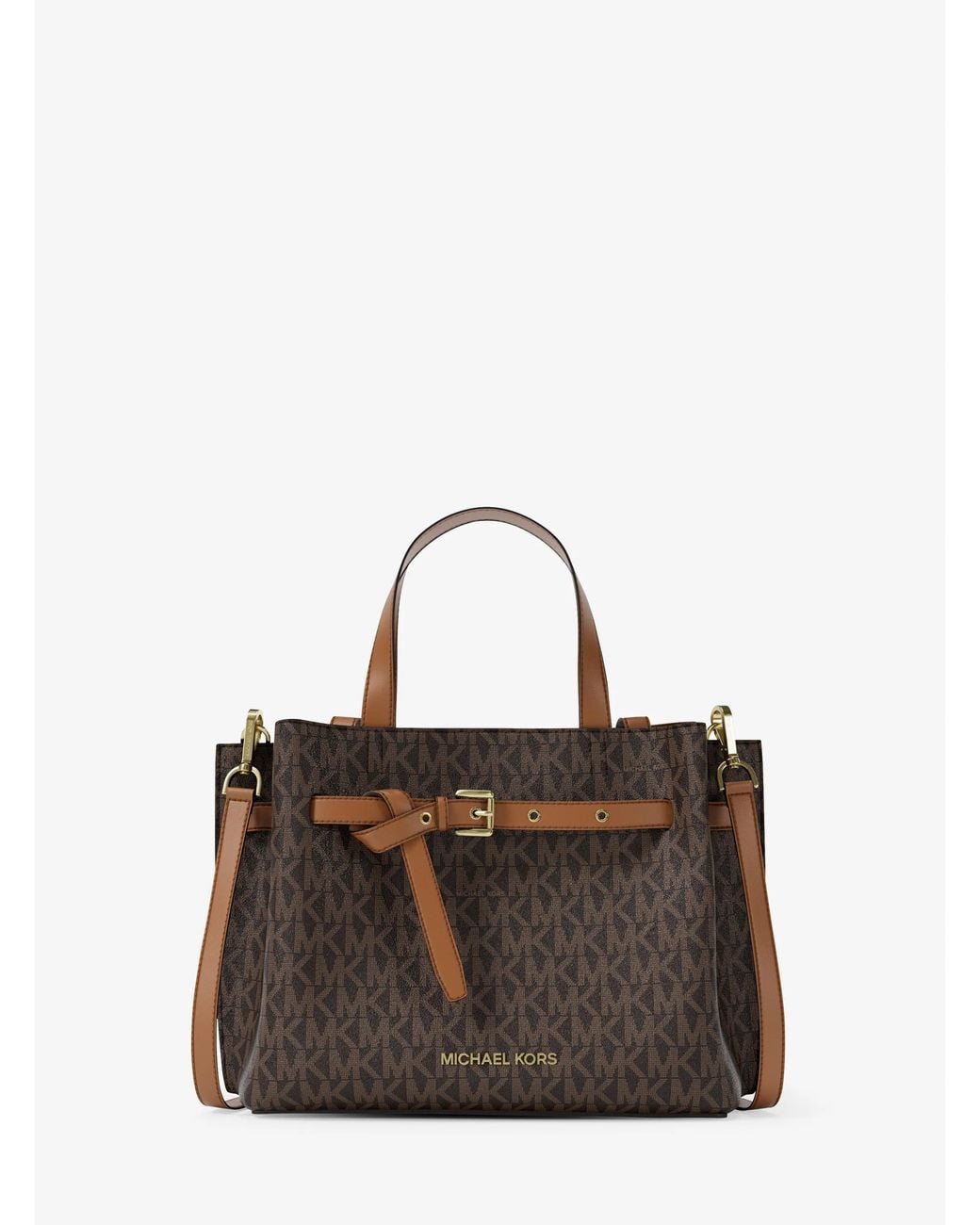 MICHAEL Michael Kors Brown Mk Emilia Small Signature Logo Satchel