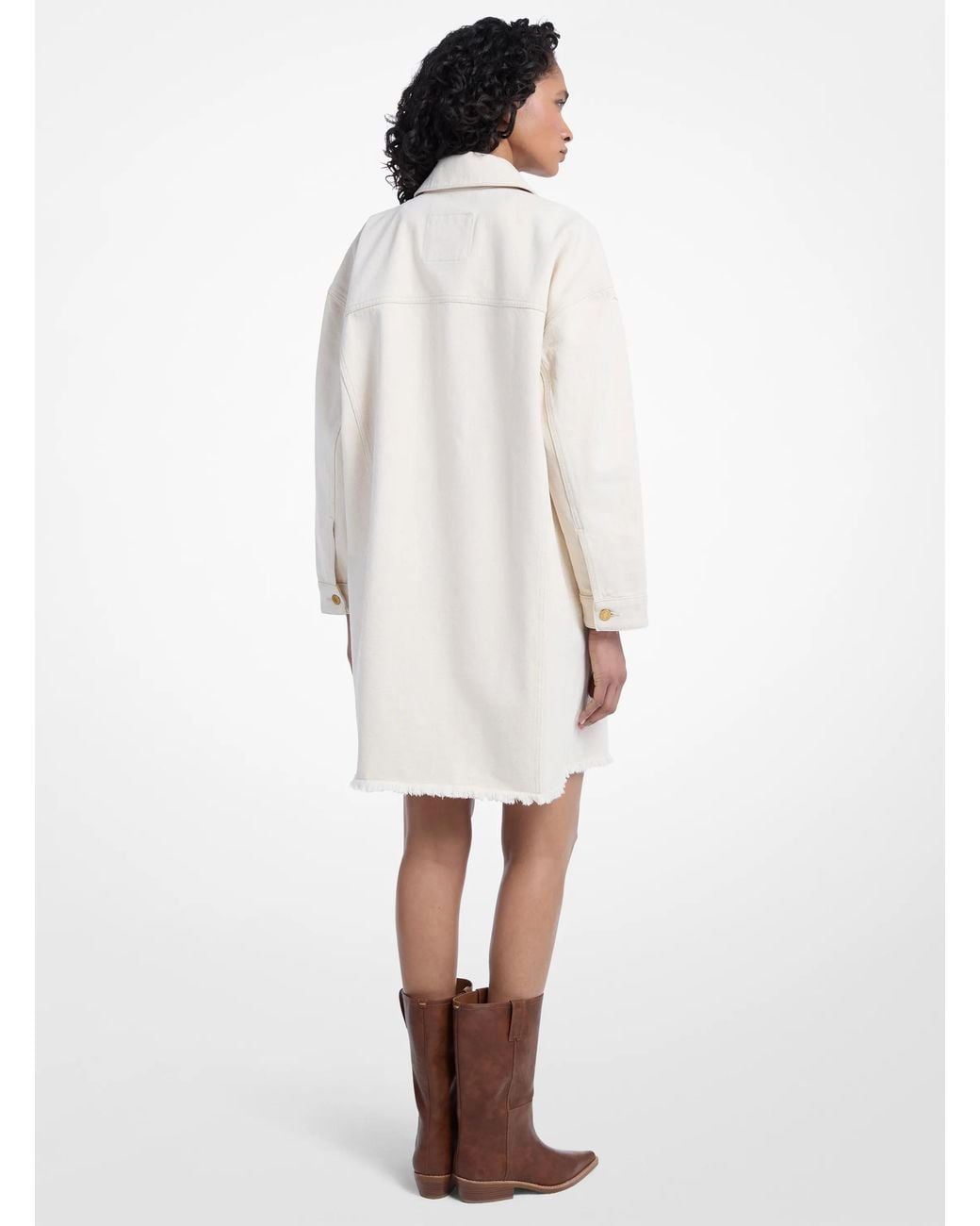 Michael Kors White Michael Kors Oversized Frayed Denim Jacket