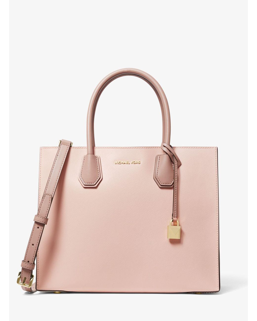 Michael Kors Mercer Large Color-block Saffiano Leather Tote Bag in Pink