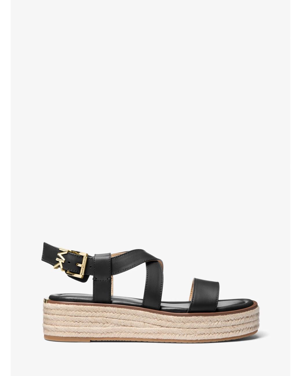 MICHAEL Michael Kors White Mk Lynn Leather Platform Espadrille Sandal
