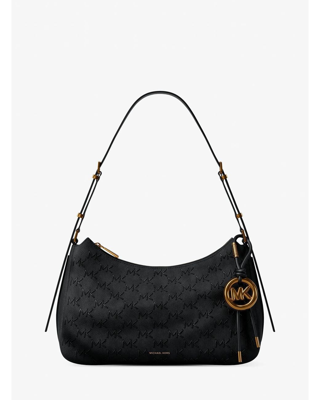 MICHAEL Michael Kors Black Michael Kors Nolita Medium Whipstitched Logo Leather Shoulder Bag