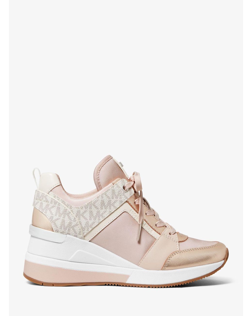 Michael Kors Georgie Leather And Logo Trainer in Pink | Lyst