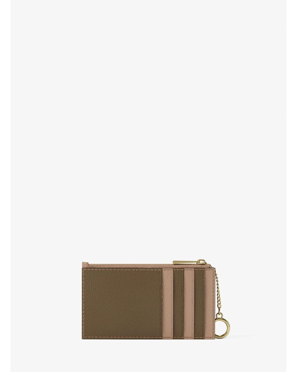 MICHAEL Michael Kors Natural Mk Jet Set Small Two-Tone Pebbled Leather Card Case