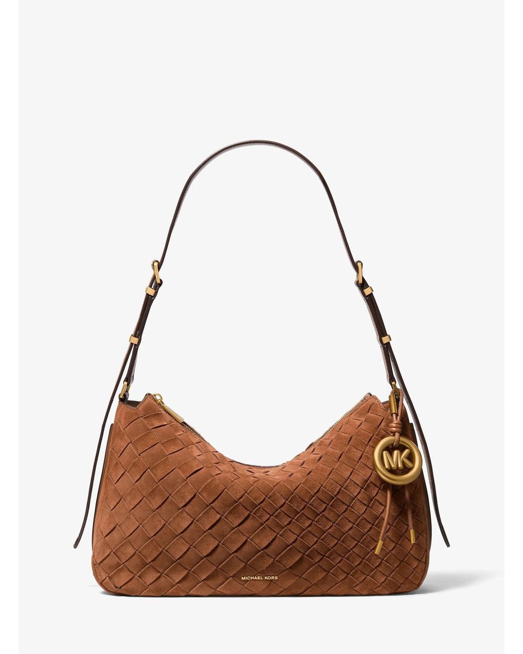 MICHAEL Michael Kors Brown Michael Kors Nolita Medium Hand-Woven Suede Shoulder Bag