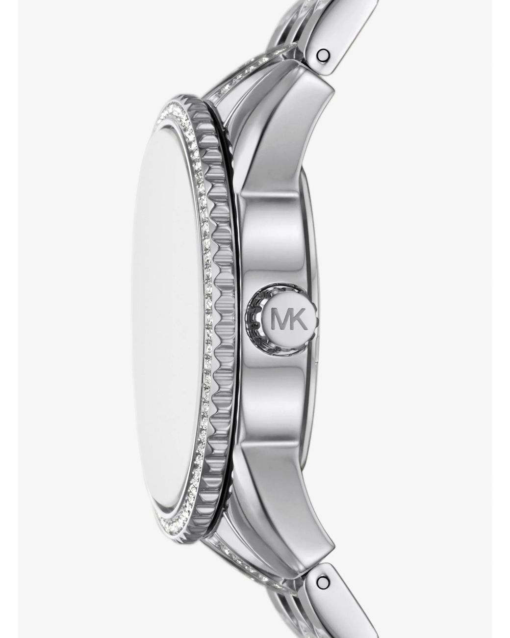 Michael Kors White Mini Bryant Pavé Logo-Tone Watch