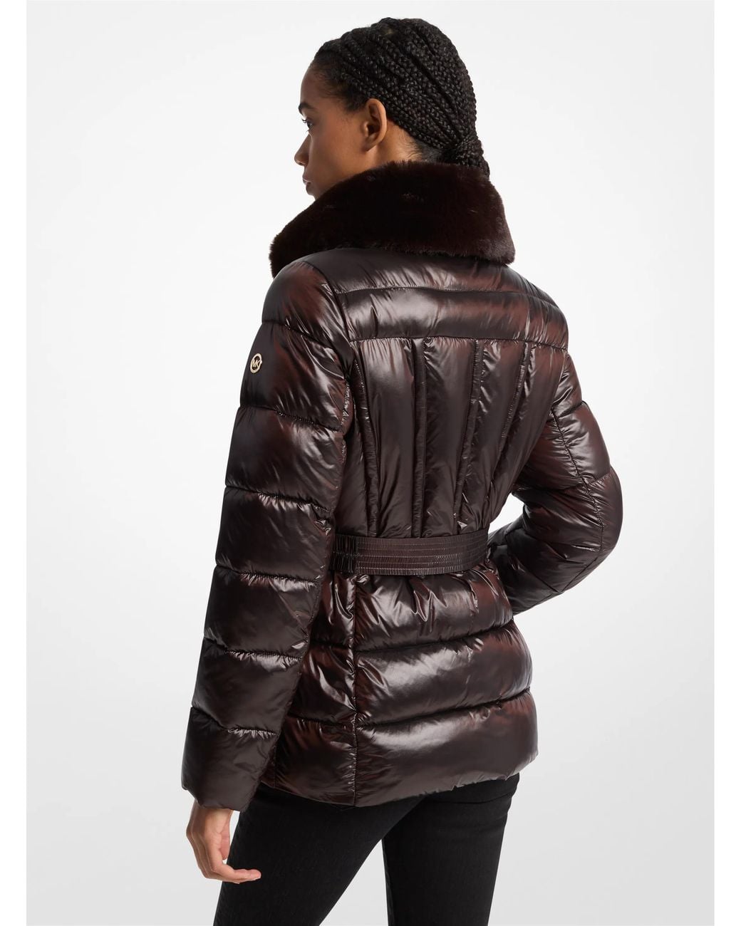 MICHAEL Michael Kors Black Mk Packable Quilted Nylon And Faux Fur Trim Puffer Jacket