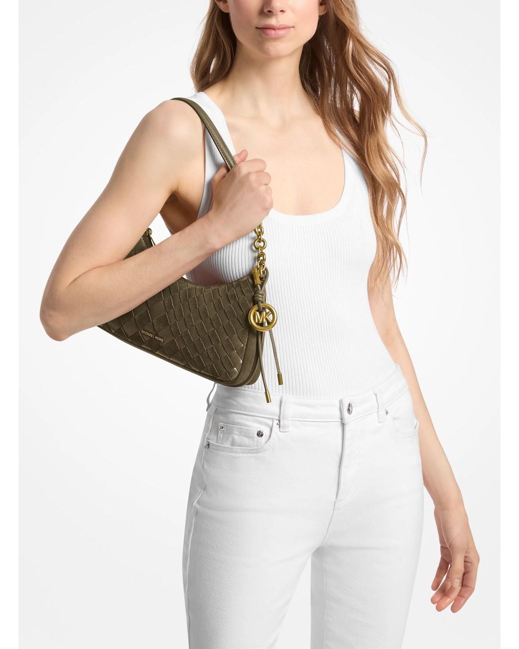 MICHAEL Michael Kors Natural Mk Nolita Medium Hand-Woven Leather Chain Pochette