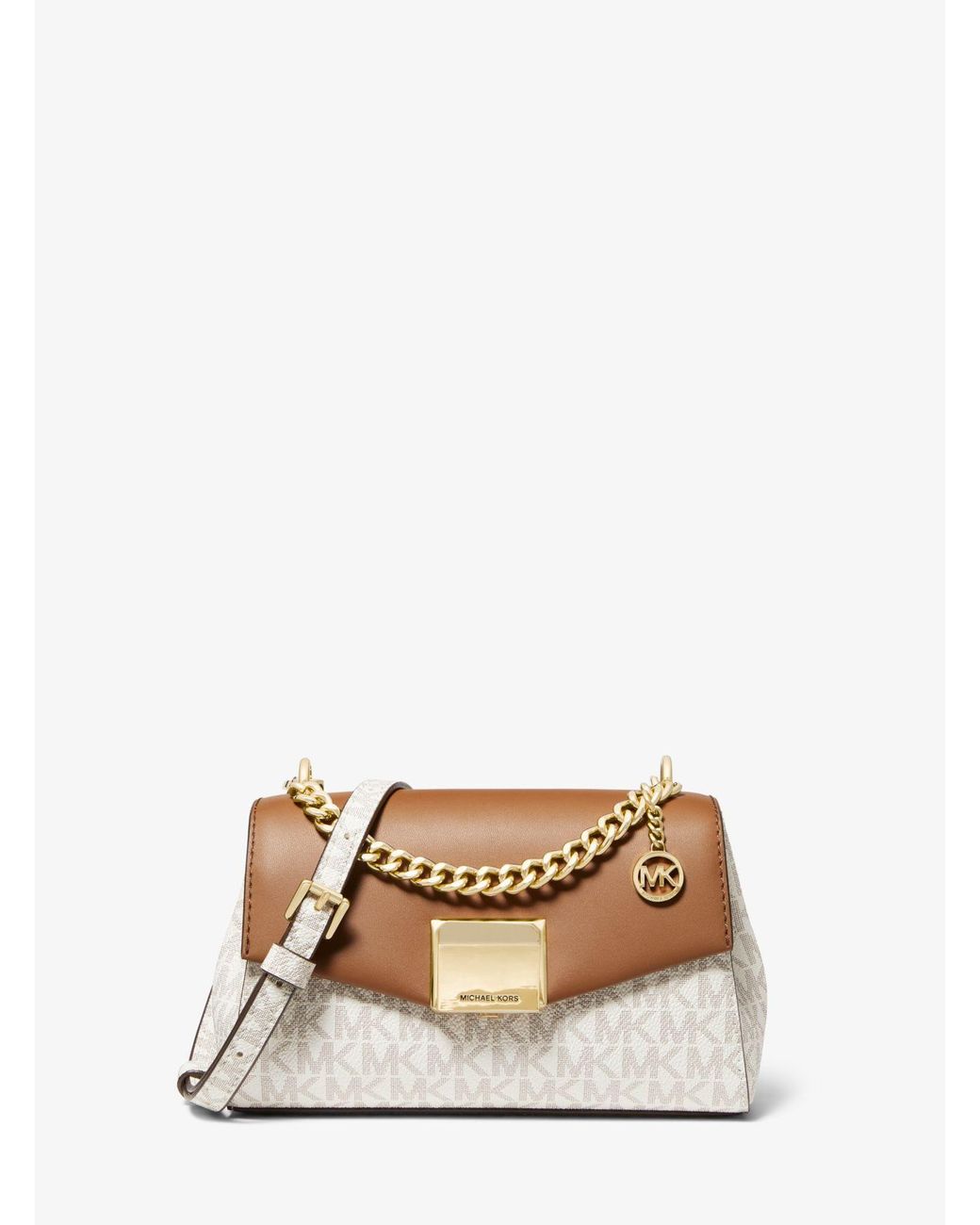 Michael Kors Lita Small Two tone Logo And Leather Crossbody Bag Lyst UK