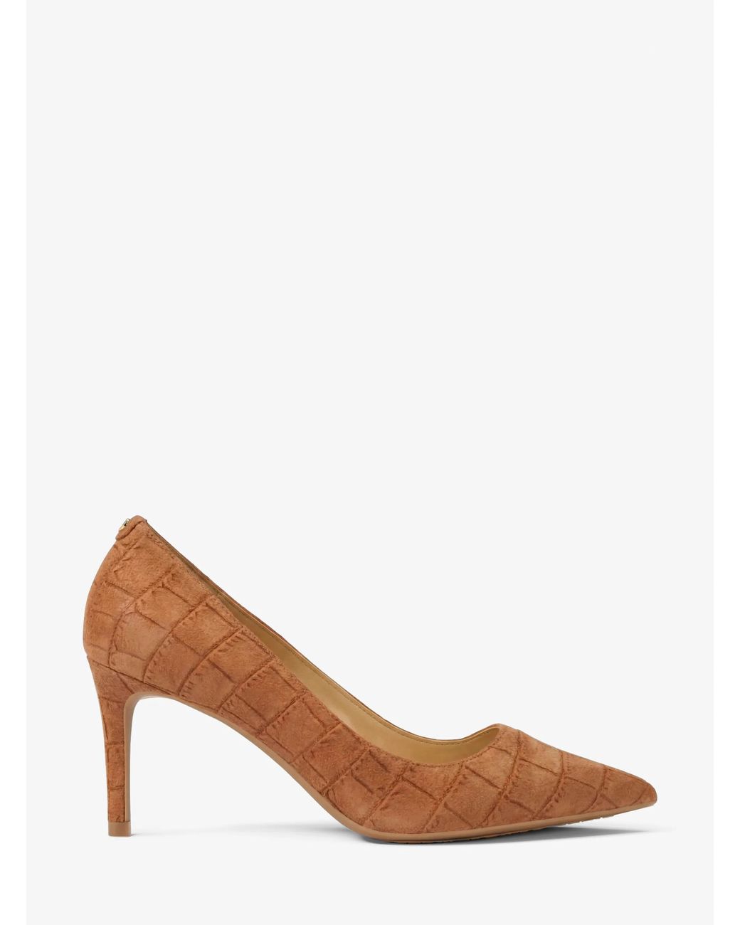 MICHAEL Michael Kors White Mk Alina Flex Crocodile Embossed Suede Pump