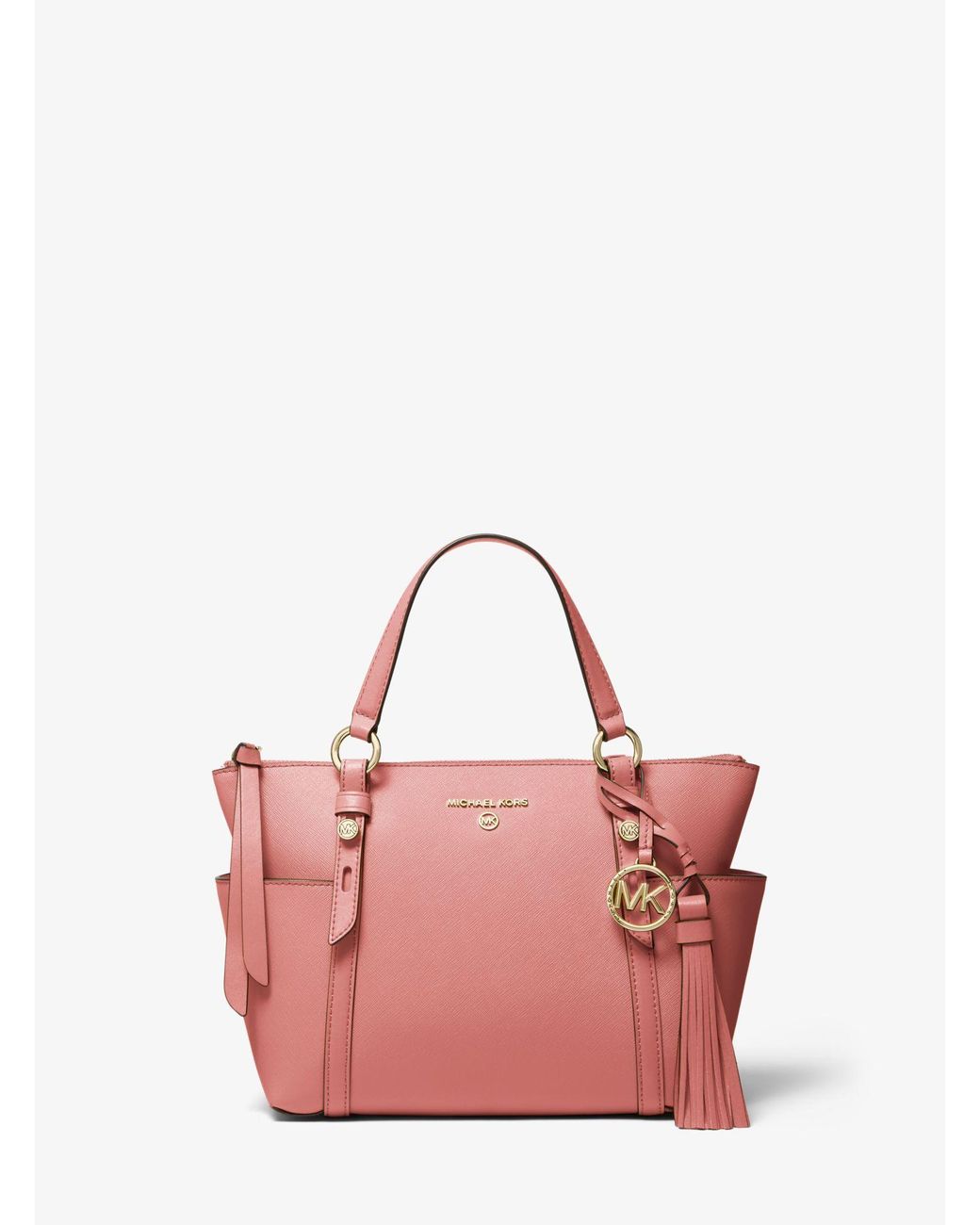 Michael Kors Sullivan Small Saffiano Leather Topzip Tote Bag in Pink