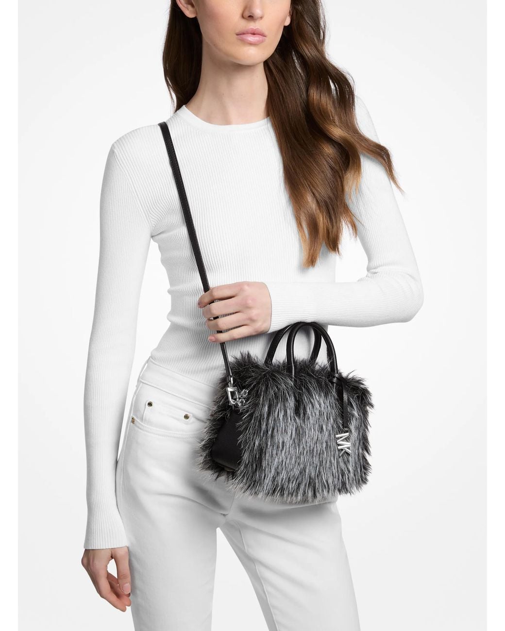 MICHAEL Michael Kors Black Michael Kors Laila Extra-Small Faux Fur Crossbody Bag