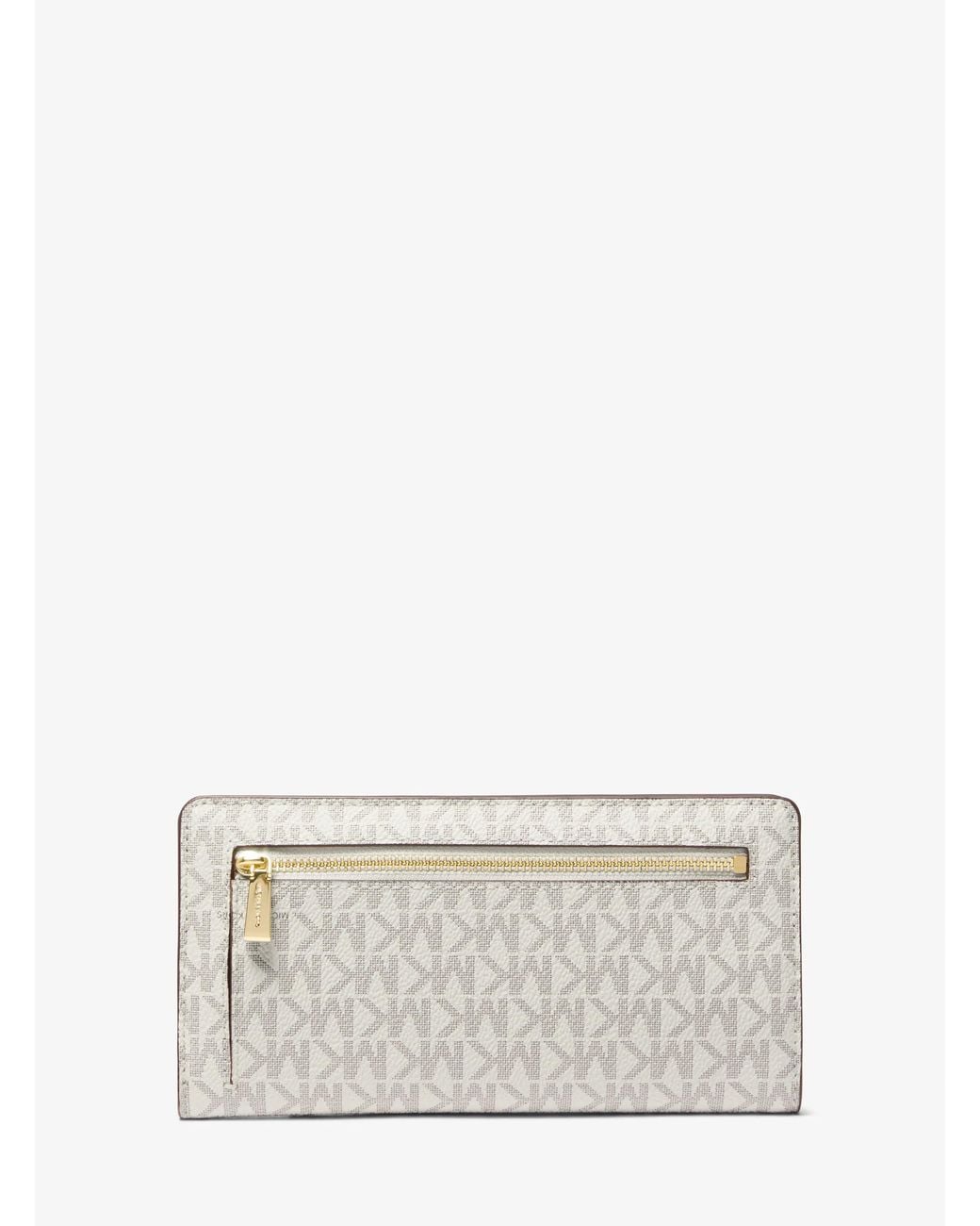 Michael Kors White Mk Bryant Large Signature Logo Snap-Front Wallet