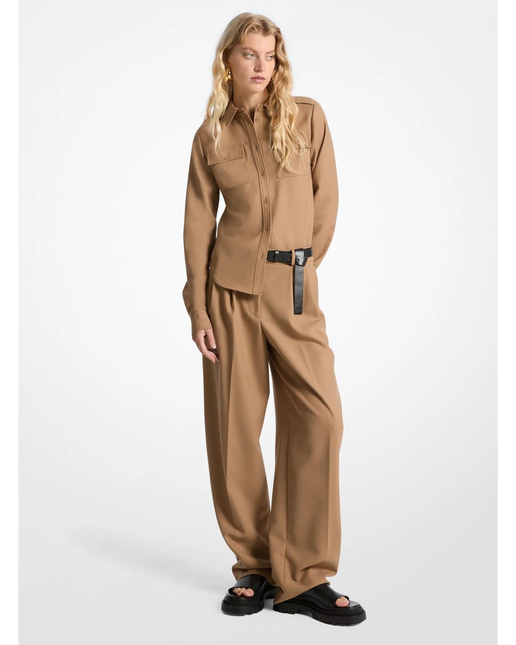 MICHAEL Michael Kors Natural Mk Wool Blend Utility Shirt
