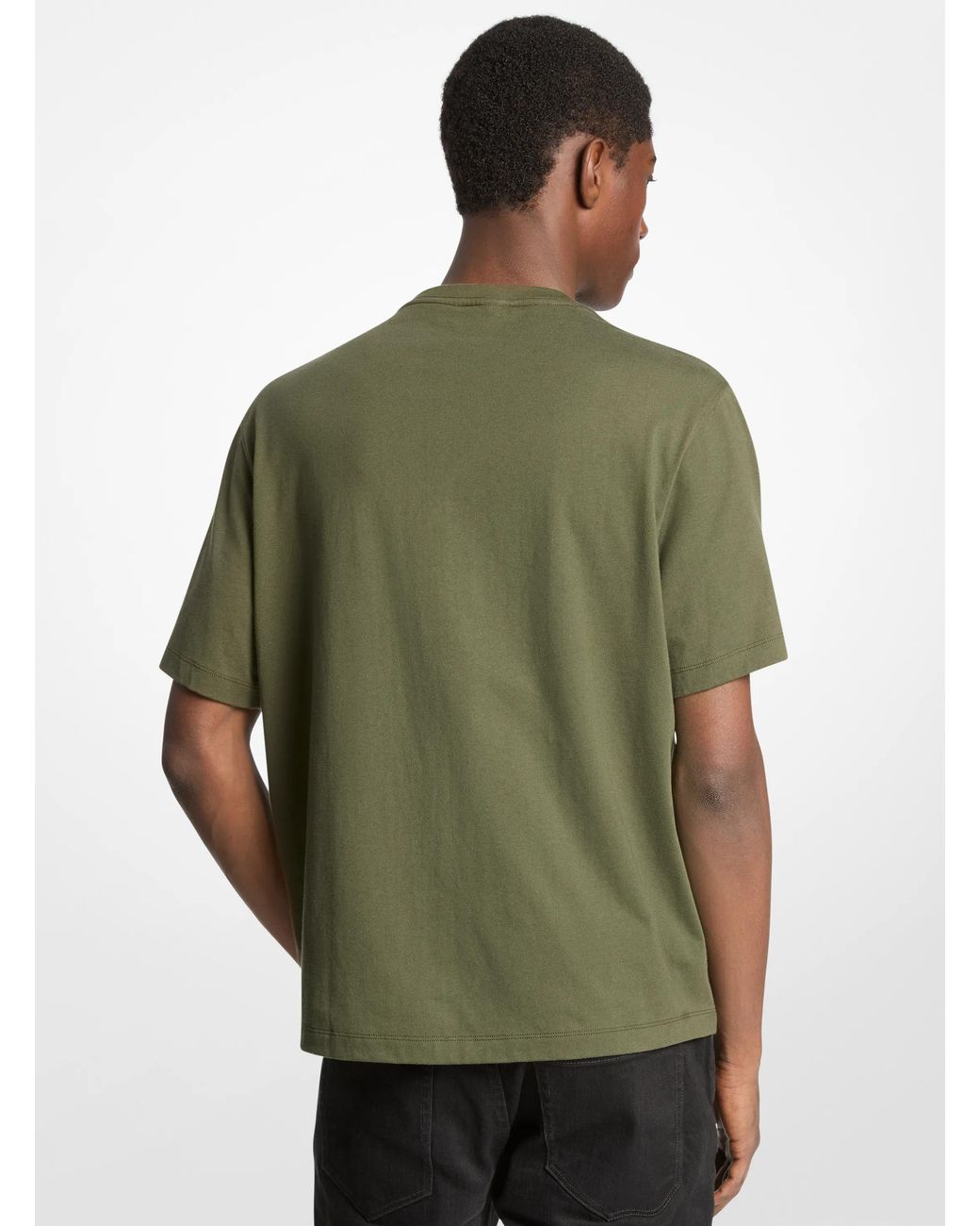 Michael Kors Green Mk Logo Embossed Cotton Jersey T-Shirt for men