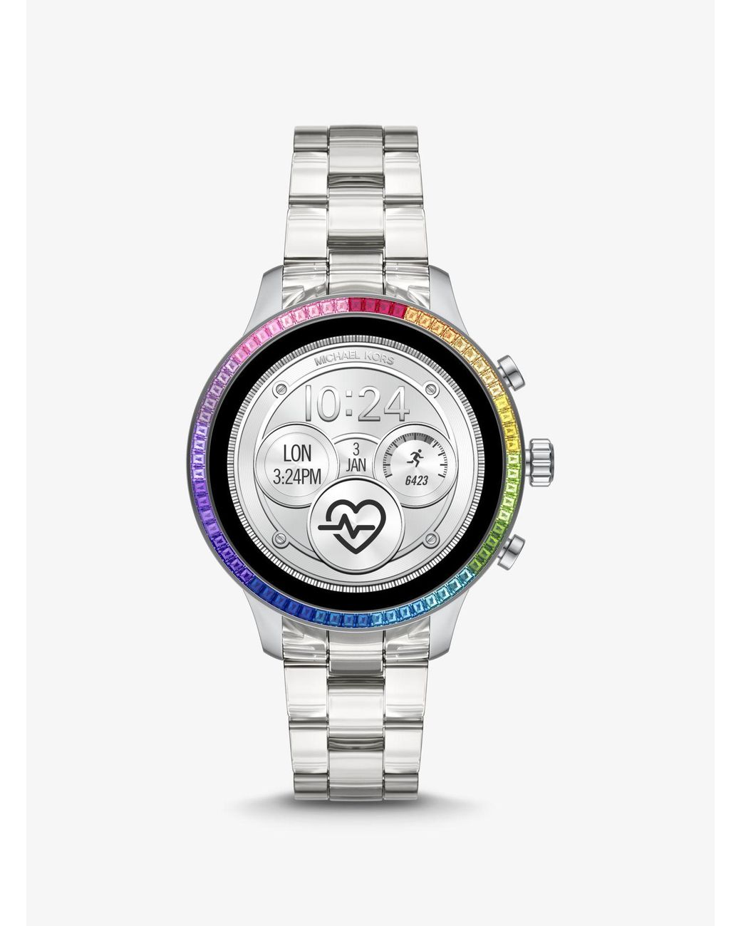 Michael Kors Gen 4 Runway Acetate And Rainbow Pavé Smartwatch in Metallic |  Lyst