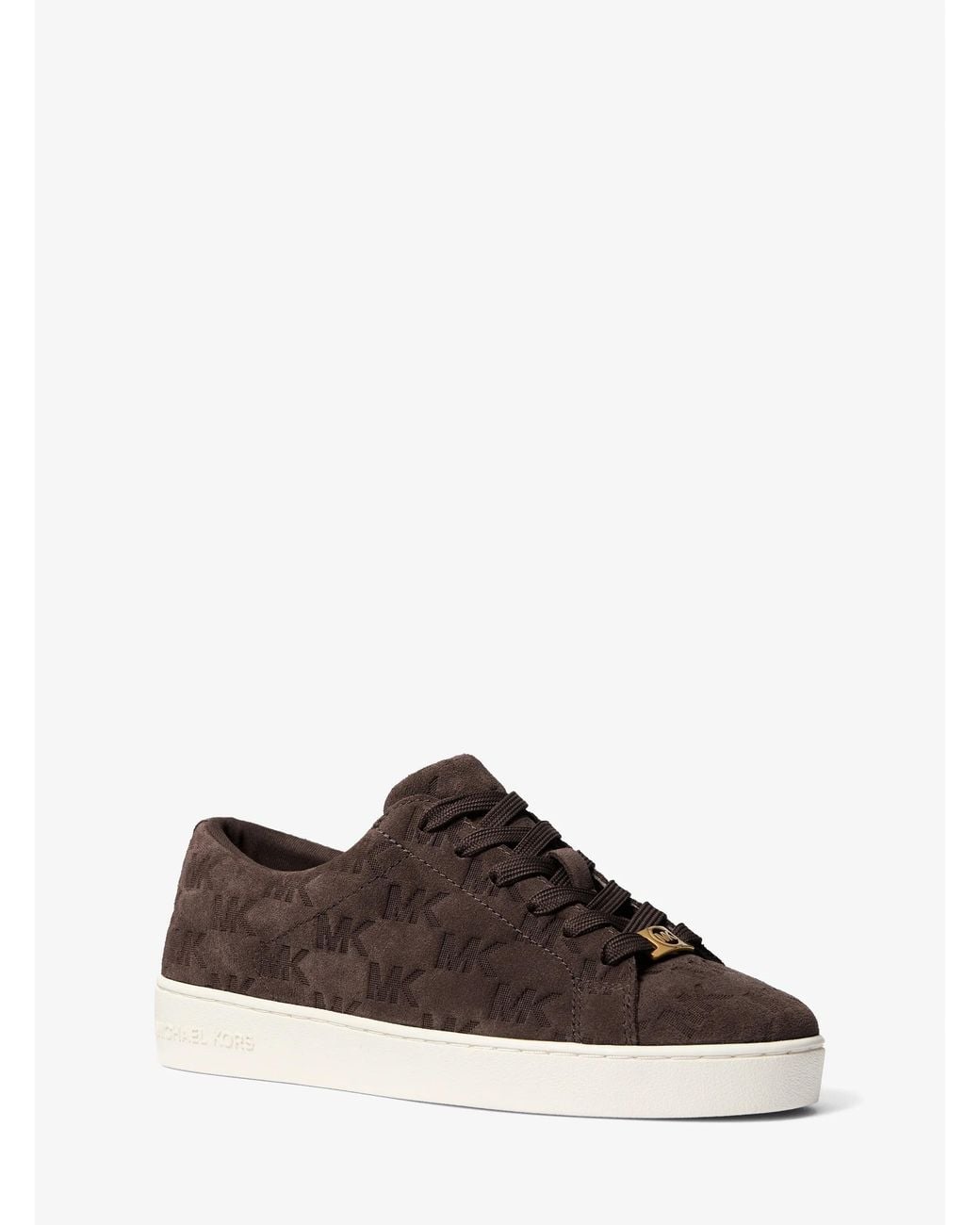 MICHAEL Michael Kors Brown Mk Keaton Logo-Embossed Suede Trainers