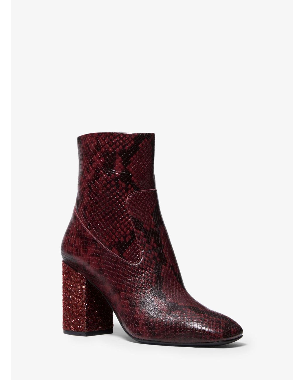Michael Kors Marcella Flex Snake Embossed Leather Ankle Boot | Lyst