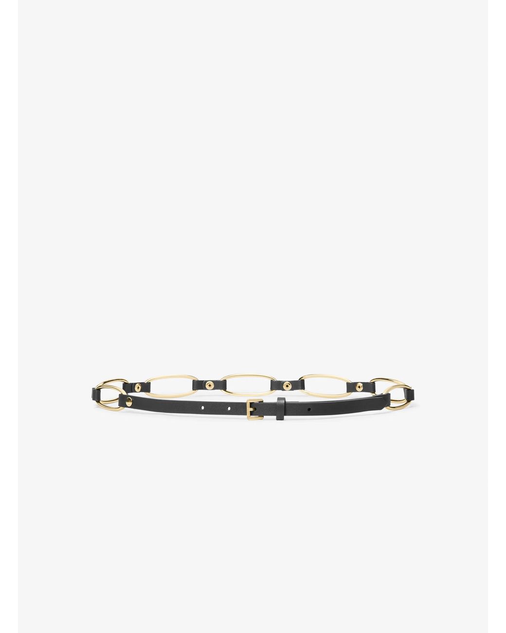 MICHAEL Michael Kors White Michael Kors Chain Link Leather Belt