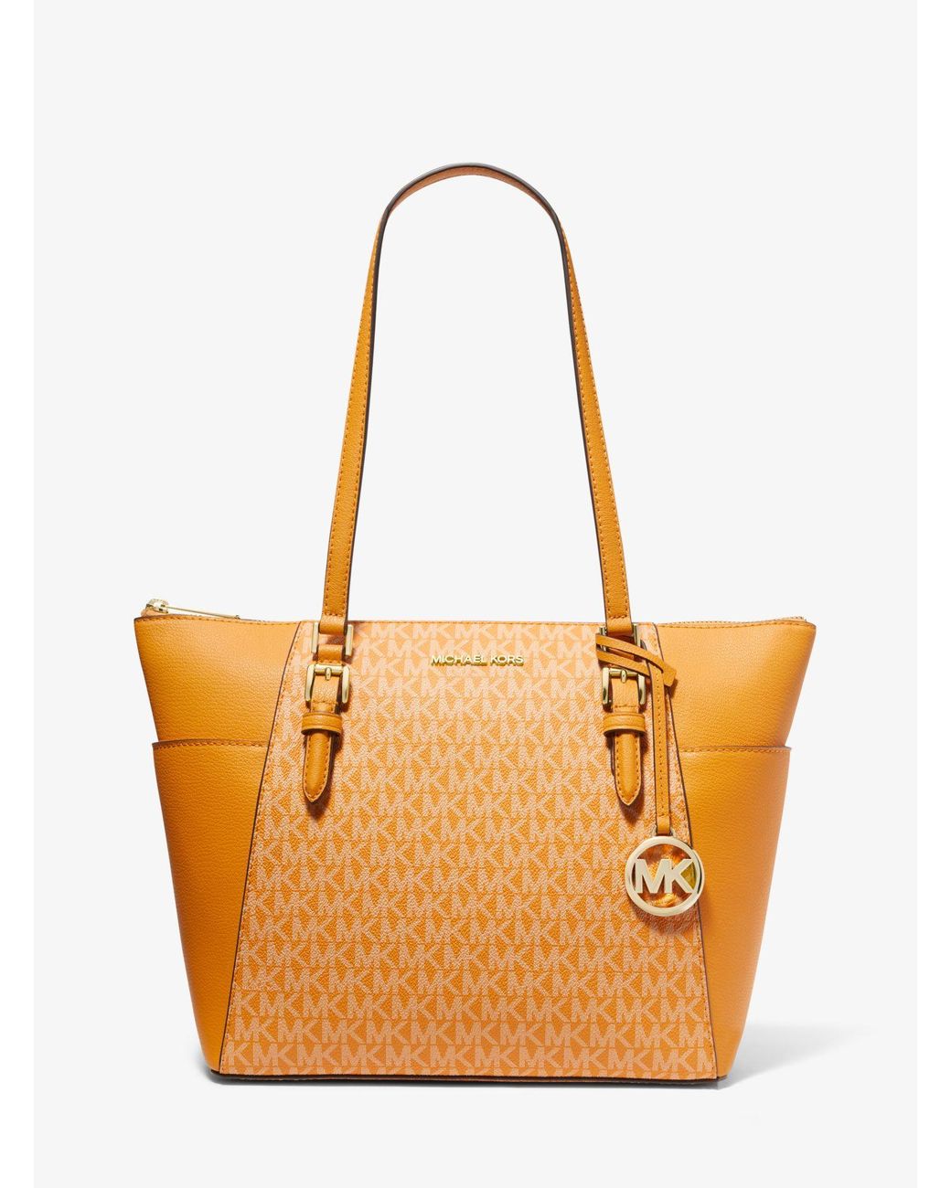 Michael Kors Charlotte Large Logo And Leather Topzip Tote Bag in