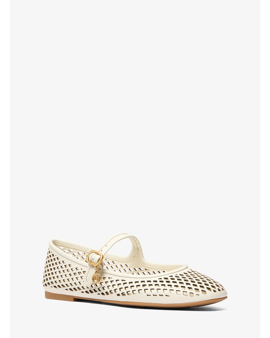 MICHAEL Michael Kors White Mk Nellie Flex Laser-Cut Leather Flat