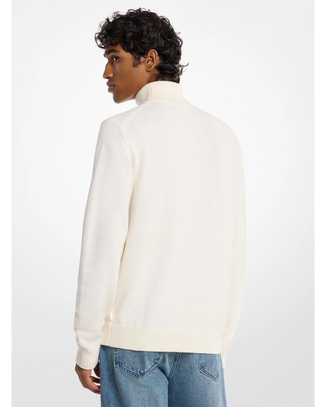 Michael Kors White Michael Kors Merino Wool Turtleneck Sweater for men