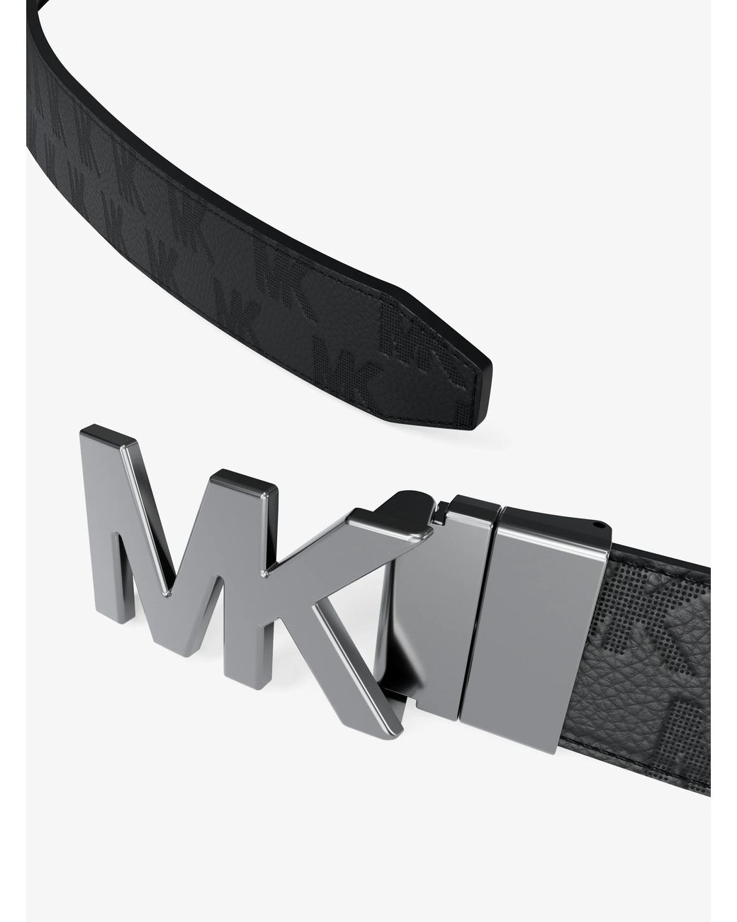 Michael Kors White Michael Kors Reversible Logo Embossed Leather Buckle Belt for men