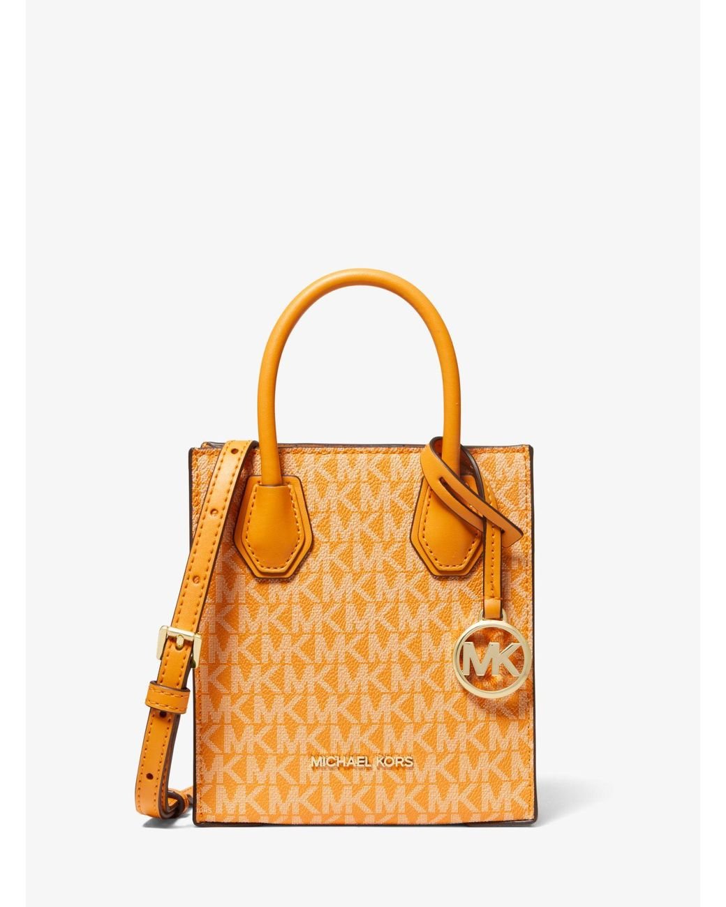 Michael Kors Mercer Extra-small Logo And Leather Crossbody Bag in Orange |  Lyst