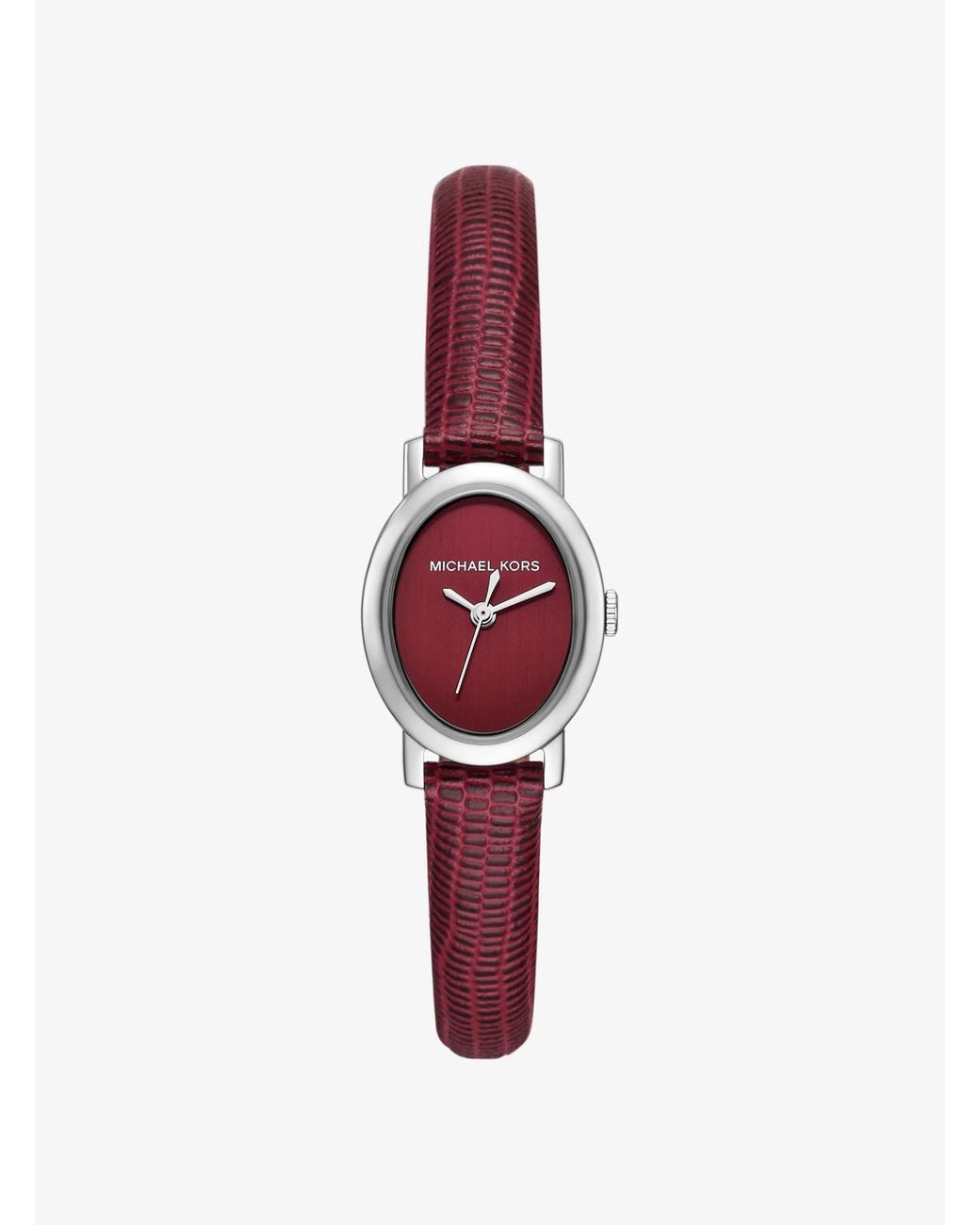 Michael Kors Red Mk Petite Maude-Tone And Lizard Embossed Leather Watch
