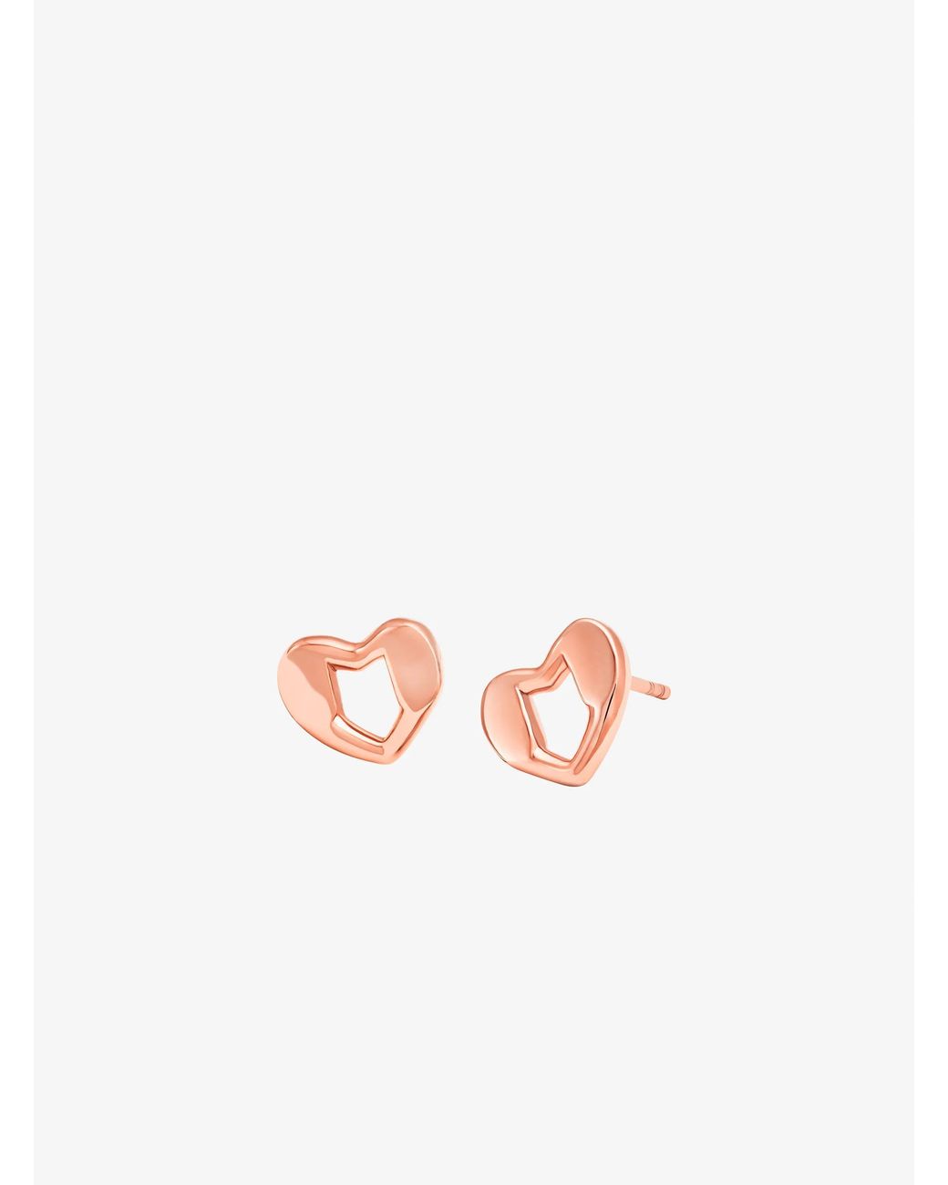 Michael Kors White Mk Precious Metal-Plated Sterling Heart Stud Earrings
