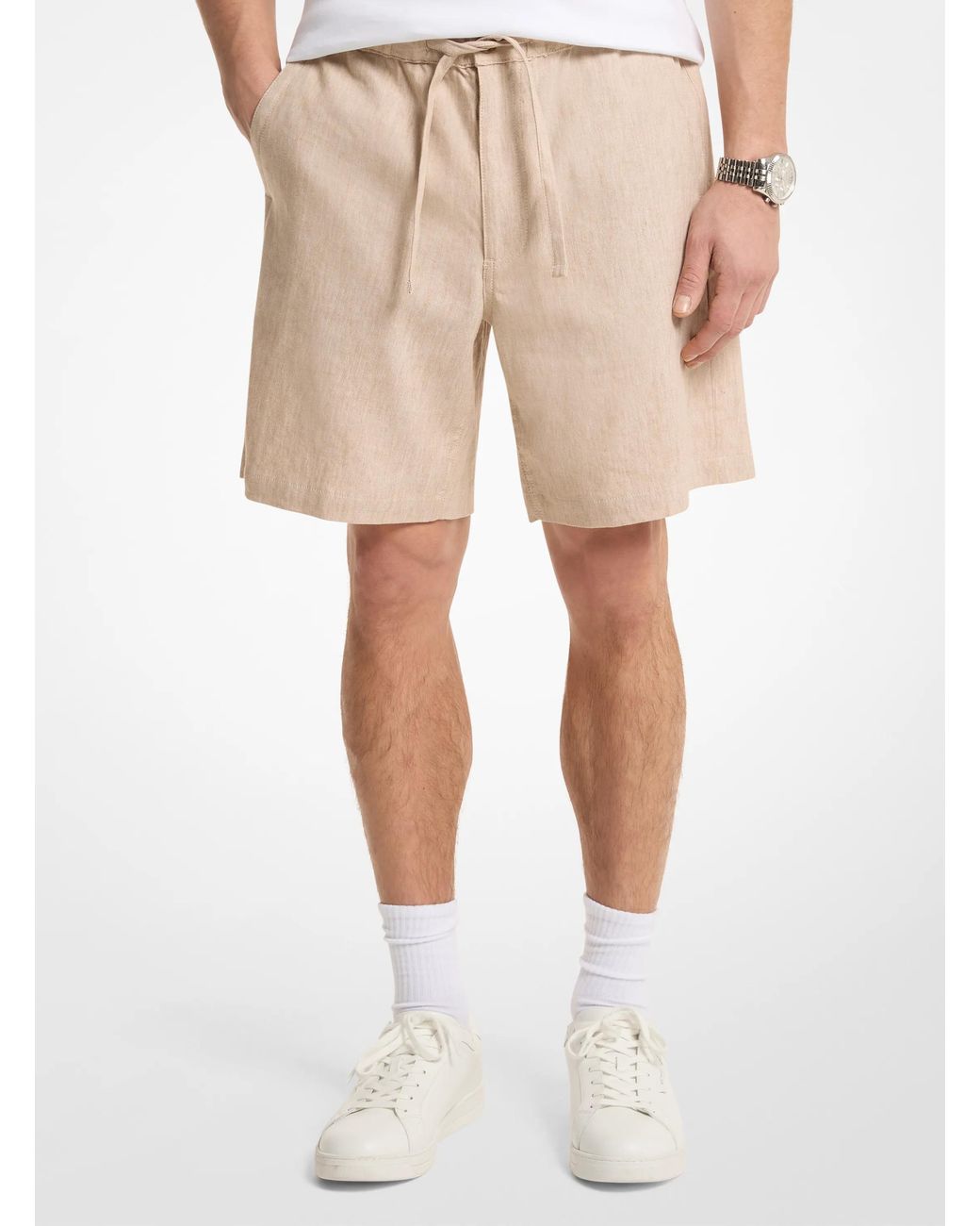 Michael Kors Natural Mk Linen Blend Shorts for men