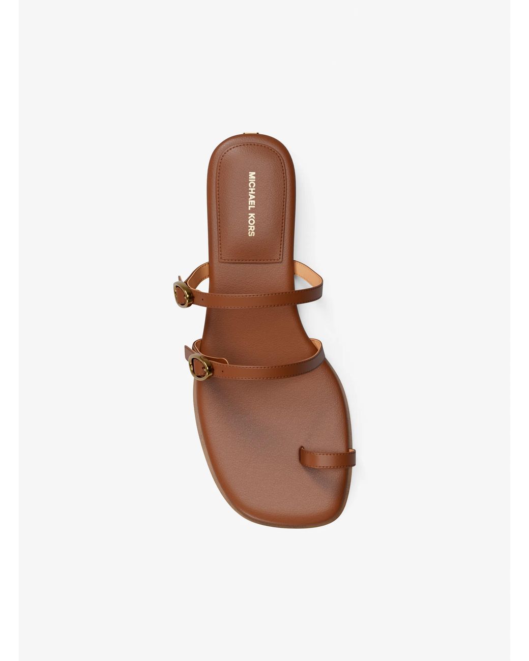 MICHAEL Michael Kors Brown Michael Kors Kya Leather Flat Sandal