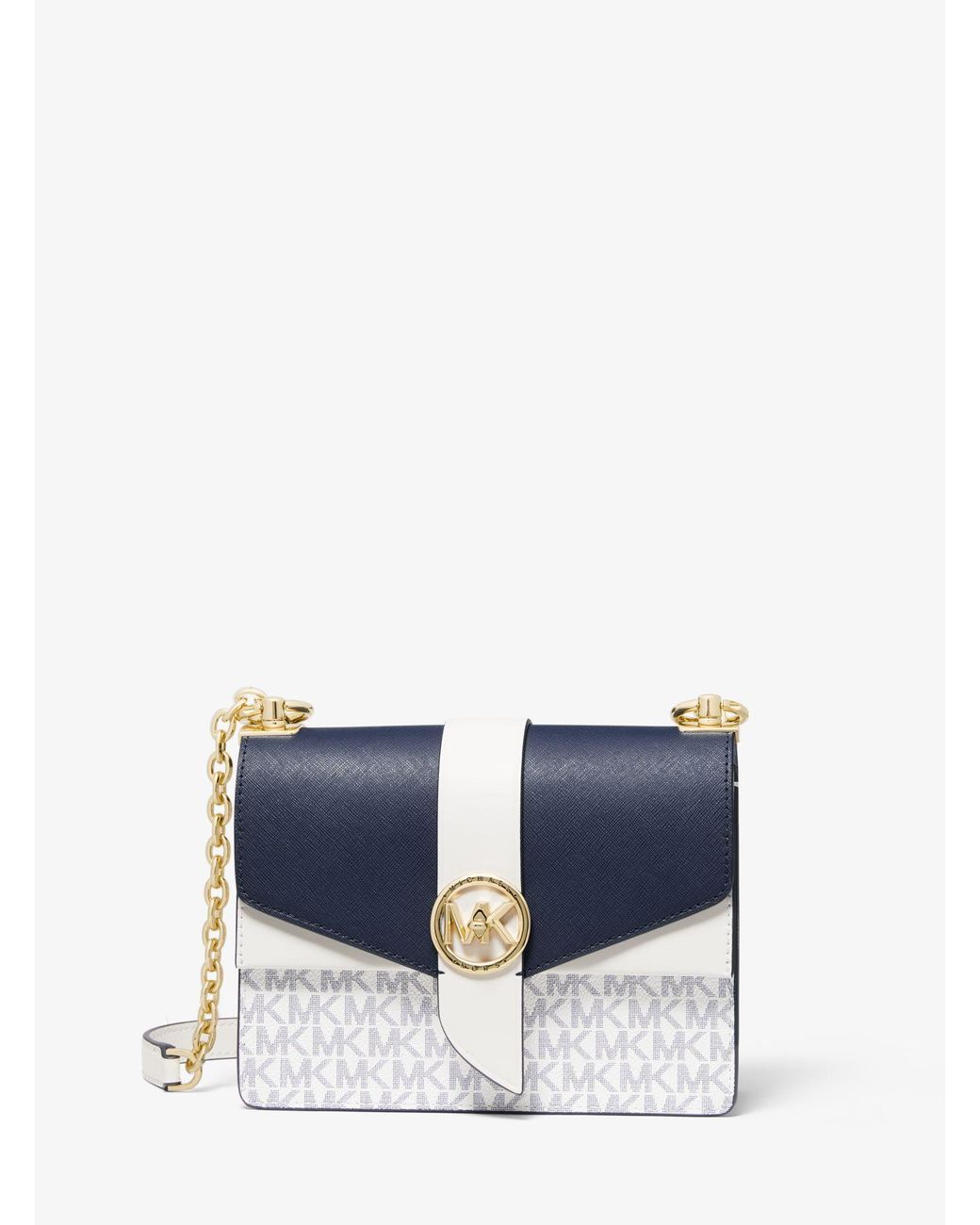 MICHAEL Michael Kors Greenwich Small Color-block Logo And Saffiano Leather  Crossbody Bag in Blue