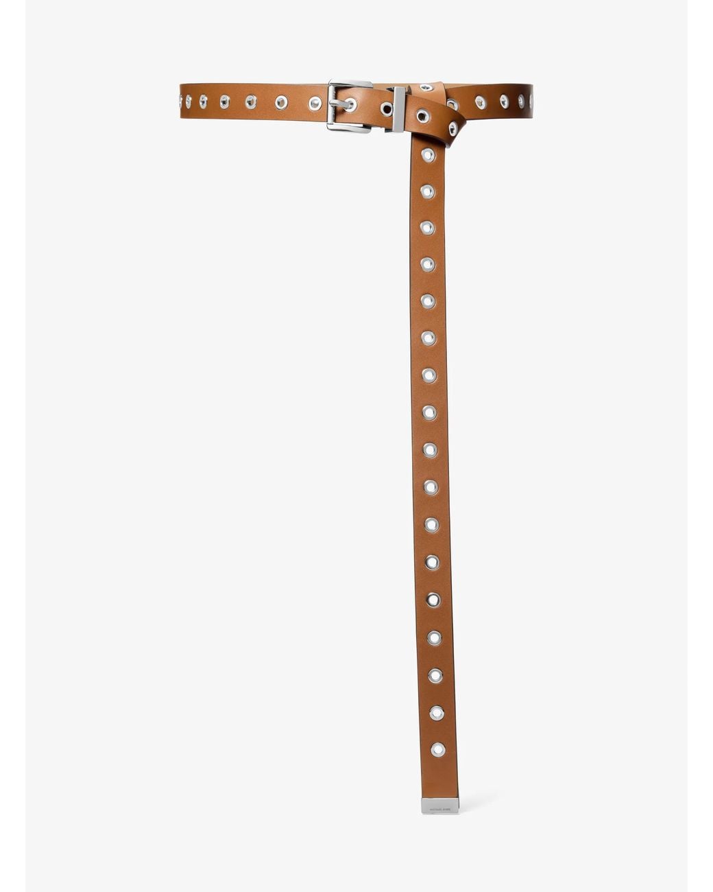 MICHAEL Michael Kors White Michael Kors Grommeted Leather Belt