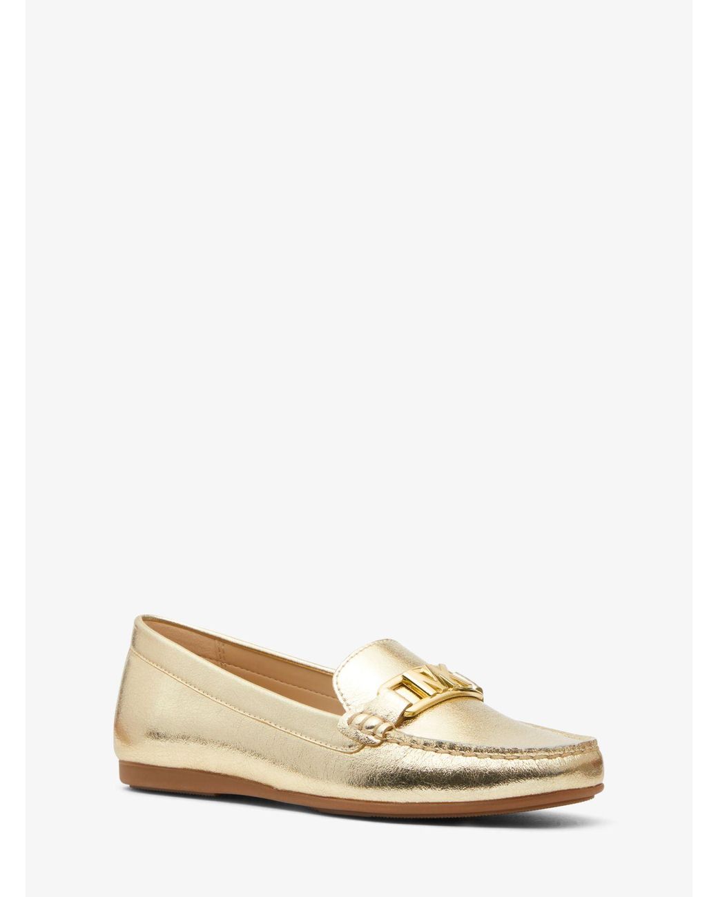 Michael Kors Camila Metallic Faux Leather Moccasin in Natural | Lyst