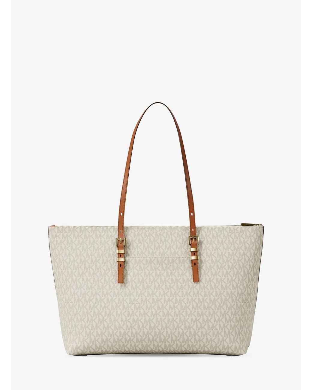 MICHAEL Michael Kors Natural Mk Quinn Large Signature Logo Tote Bag