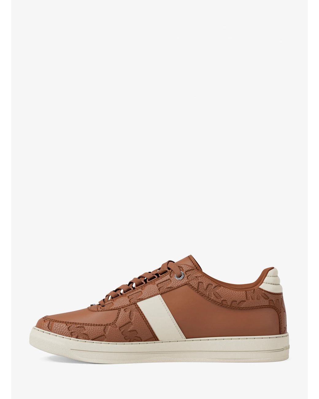 Michael Kors Brown Mk Brady Logo Embossed Leather Trainers for men