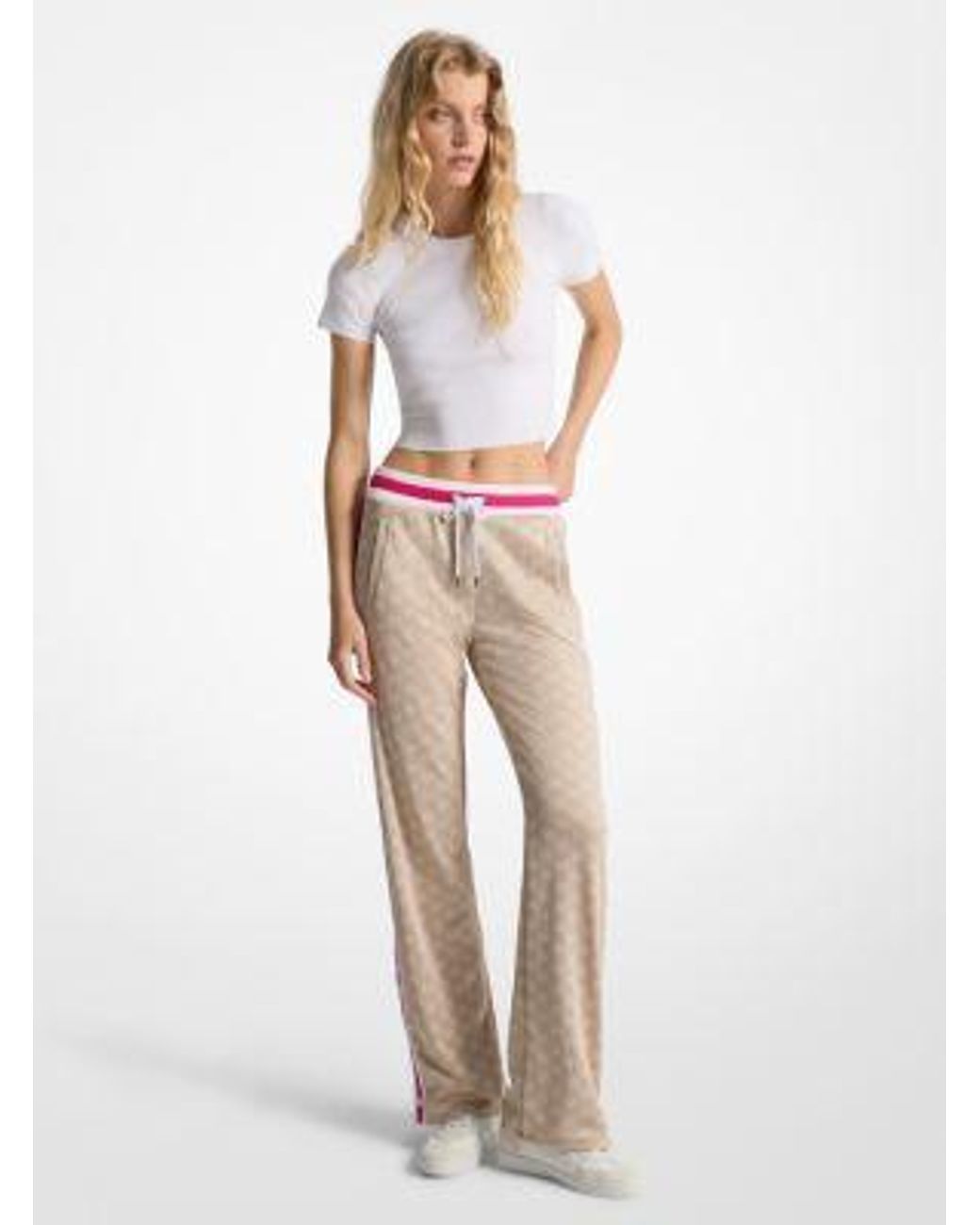 Michael Kors Logo Jacquard Knit Side-Snap Track Pants in