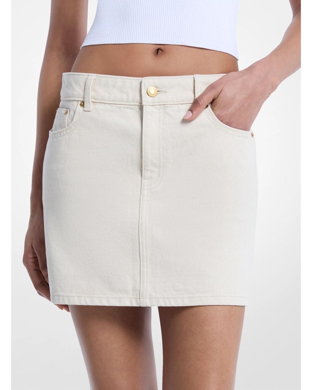 MICHAEL Michael Kors Natural Michael Kors Denim Mini Skirt