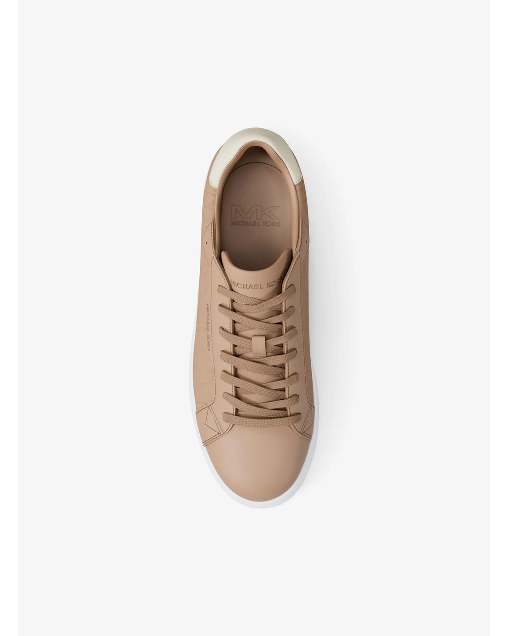 Michael Kors Natural Mk Keating Crocodile Embossed Suede And Leather Trainers for men